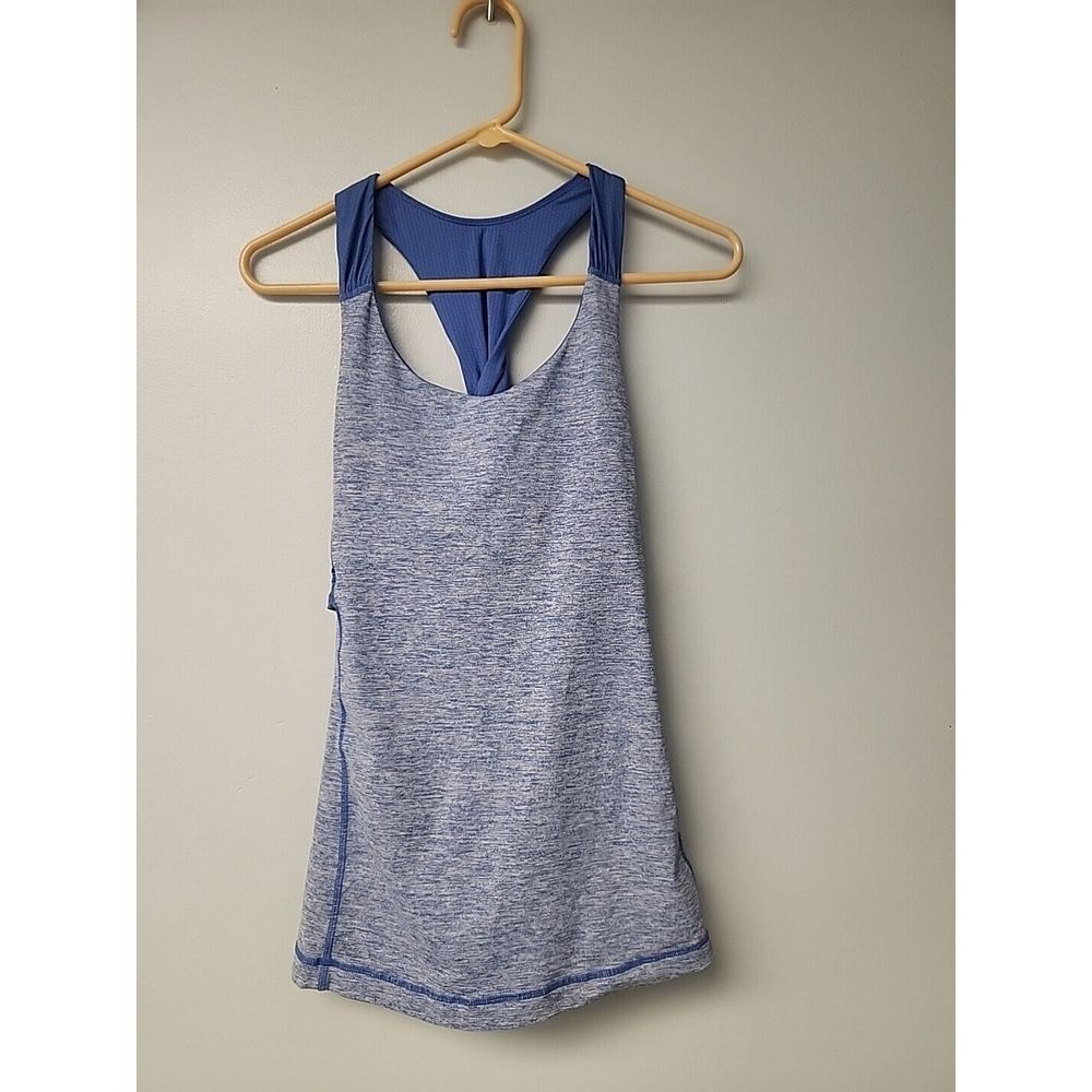 Lululemon Spin‎ Me Tank 10 Heathered royal blue  Circle Mesh racerback mesh LN
